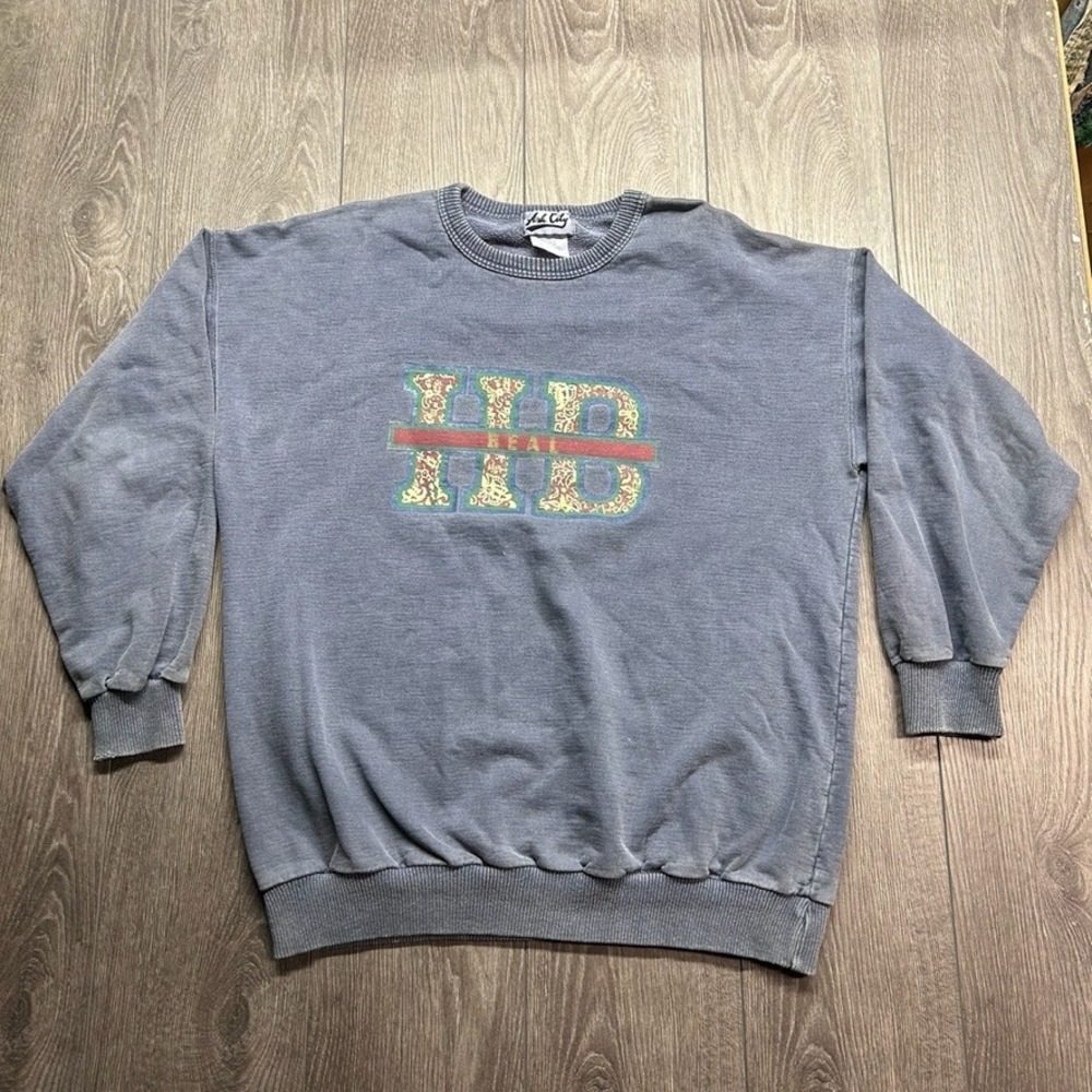 Vintage 90s HB Beal Large Sweatshirt Faded Blue Crewneck Heavy Weight Ash City